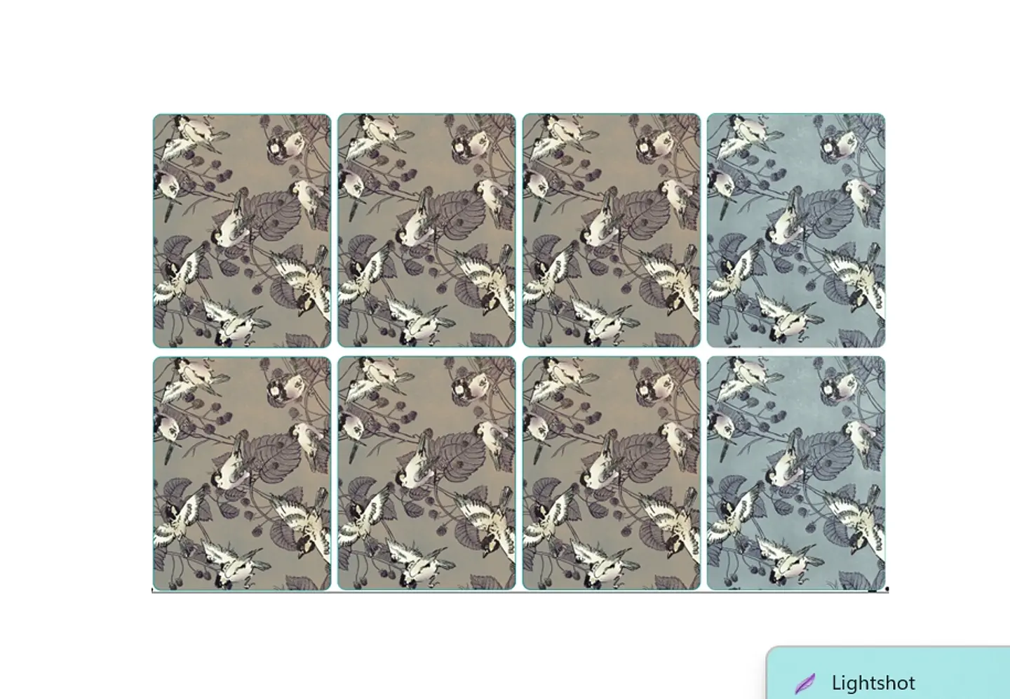 Set 8 Individuales Pájaros Naranja - Gris Rectangular 2