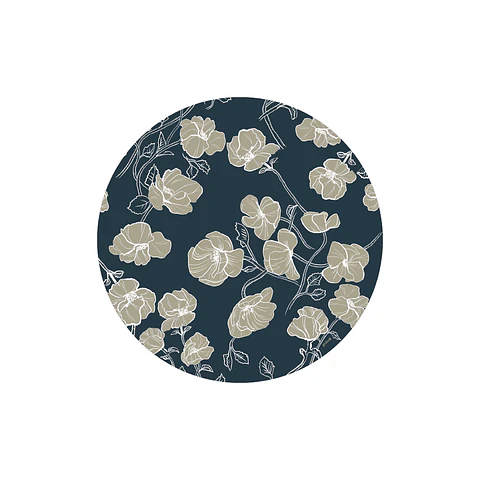 Set 6 Individuales Graba Flores Azul Redondos