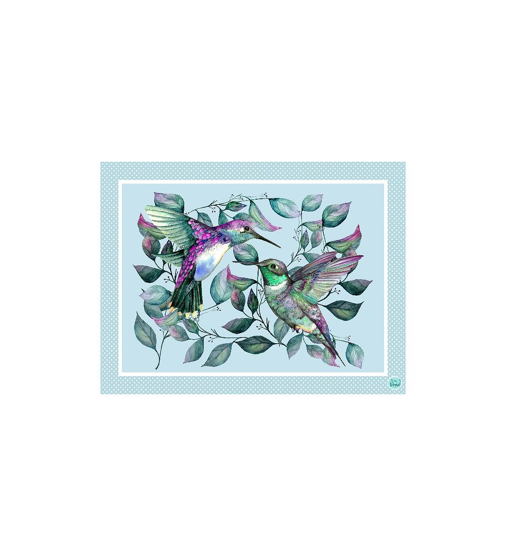 Set 8 Individuales Picaflores Hojas Rectangular 32 x 42 cm