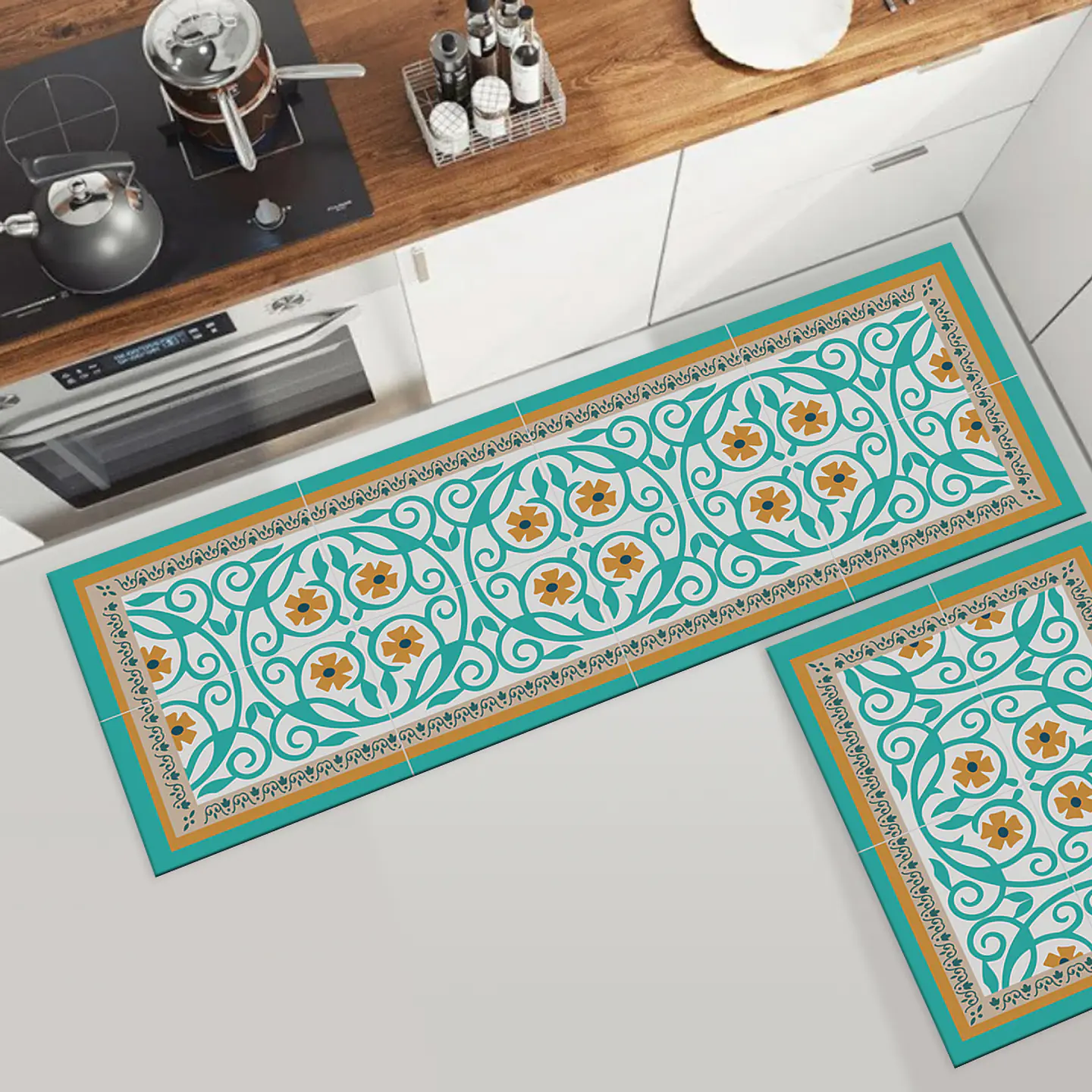 Set 2 Alfombras de Cocina Ultra Delgada Flor de Esparta 2