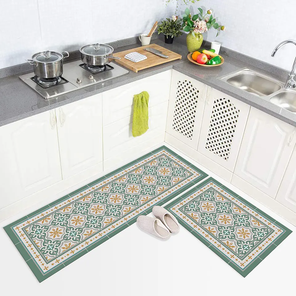 Set 2 Alfombras de Cocina Ultra Delgada Córdova Green 1