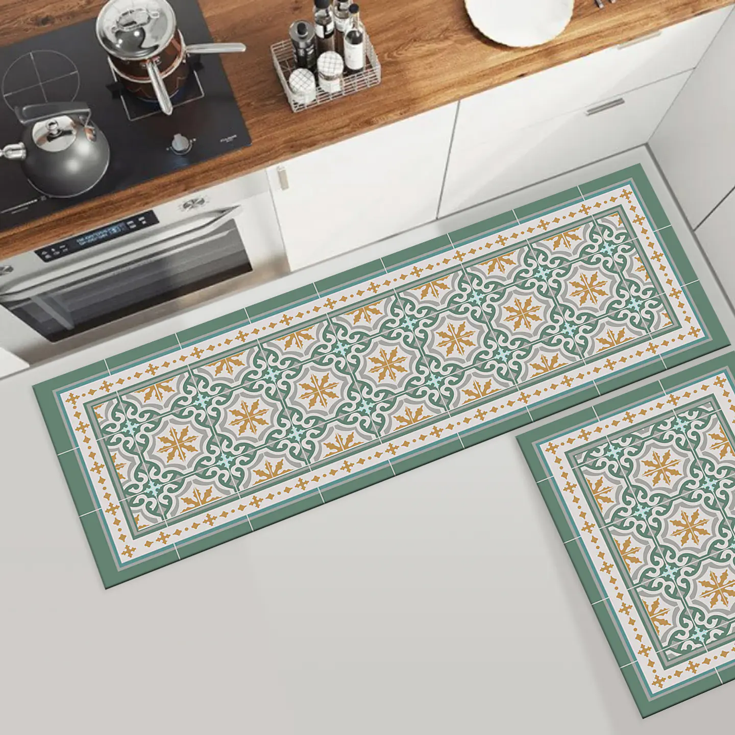 Set 2 Alfombras de Cocina Ultra Delgada Córdova Green 3