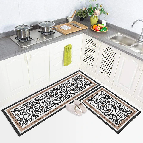 Set 2 Alfombras de Cocina Ultra Delgada Flor de Atenas