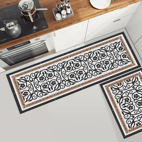 Set 2 Alfombras de Cocina Ultra Delgada Flor de Atenas