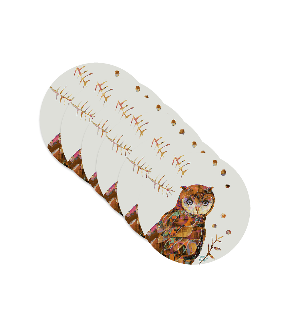 Set 6 Individuales Buho - Redondo 37 X 37 Cm