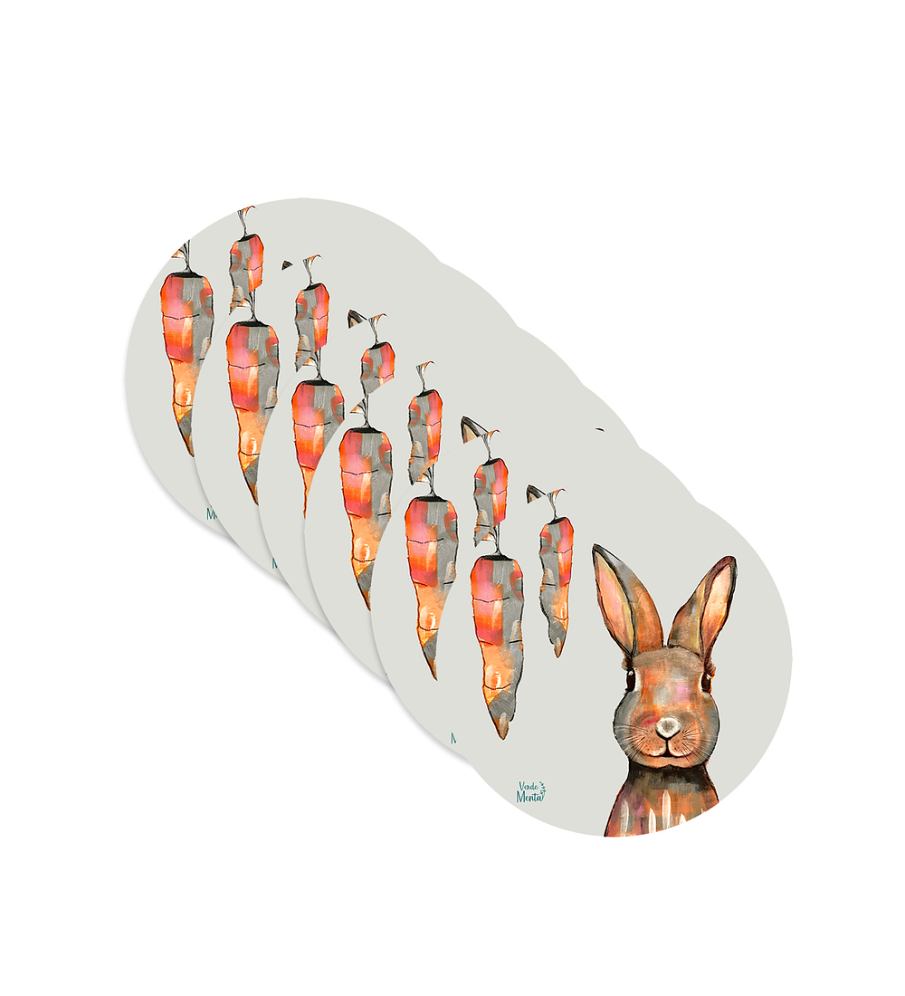 Set 6 Individuales Conejo - Redondo 37 X 37 Cm