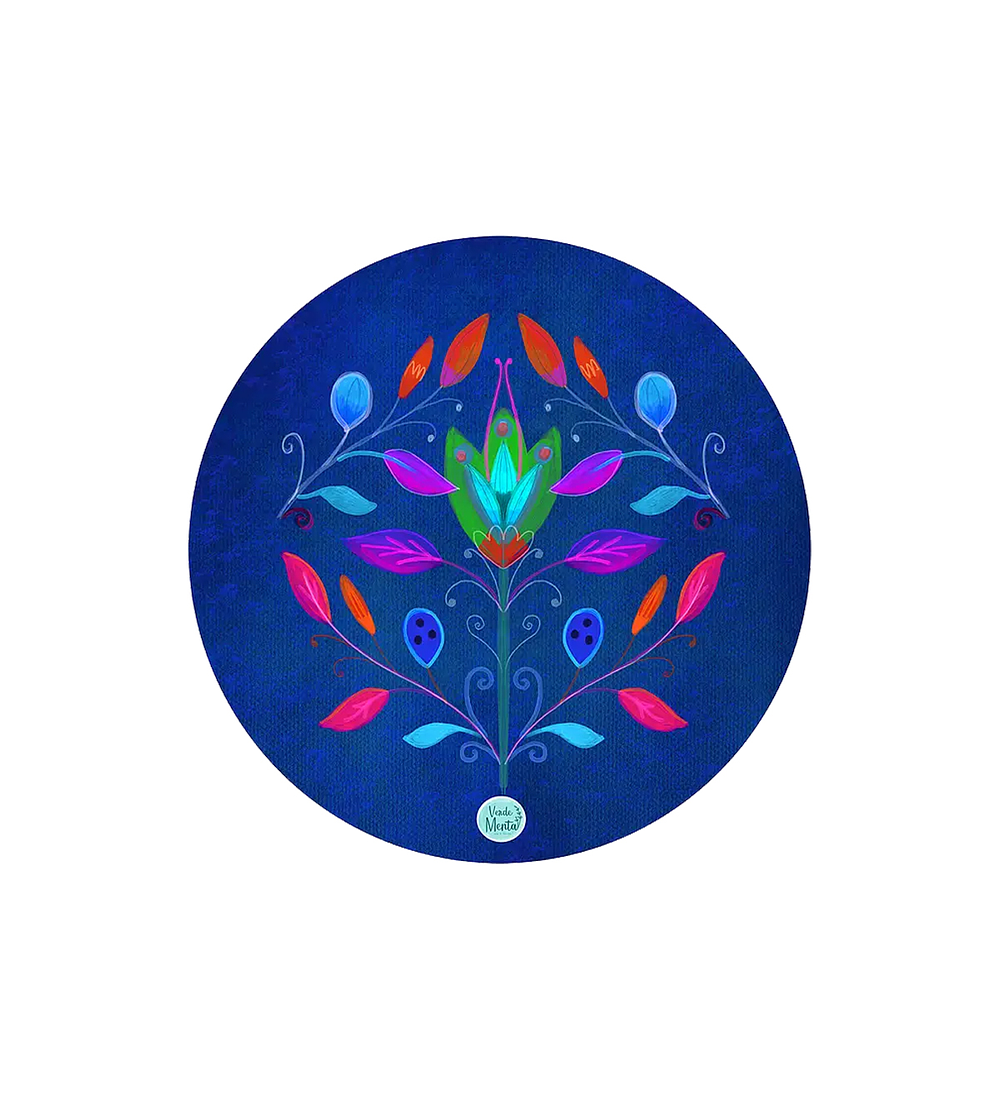 Set 6 individuales Folk Azul - Redondo 37 x 37 cm