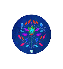 Set 6 individuales Folk Azul - Redondo 37 x 37 cm