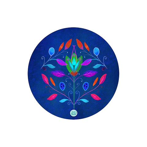 Set 6 individuales Folk Azul - Redondo 37 x 37 cm