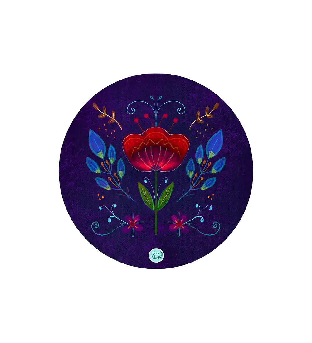 Set 6 individuales Folk Morado - Redondo 37 x 37 cm