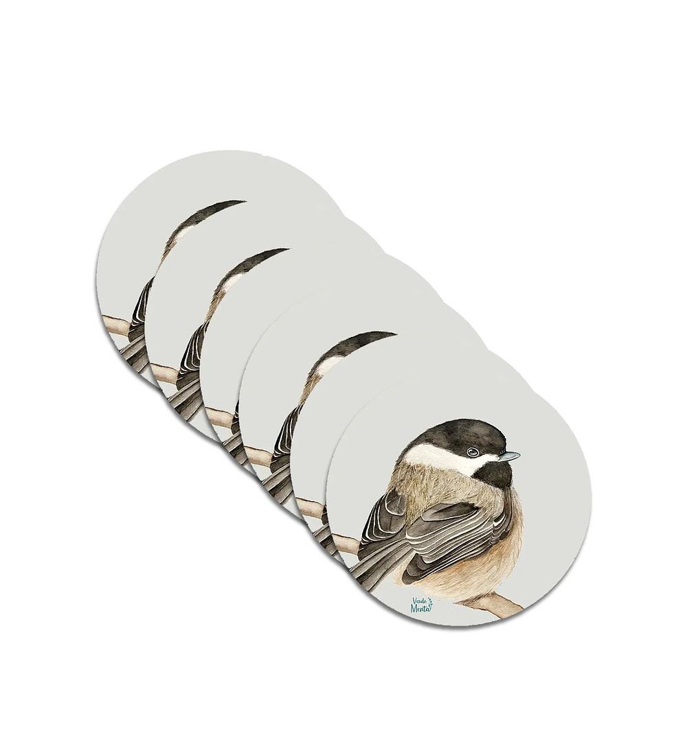 Set 6 individuales Pajarito Gris 1 - Redondo 37 x 37 cm