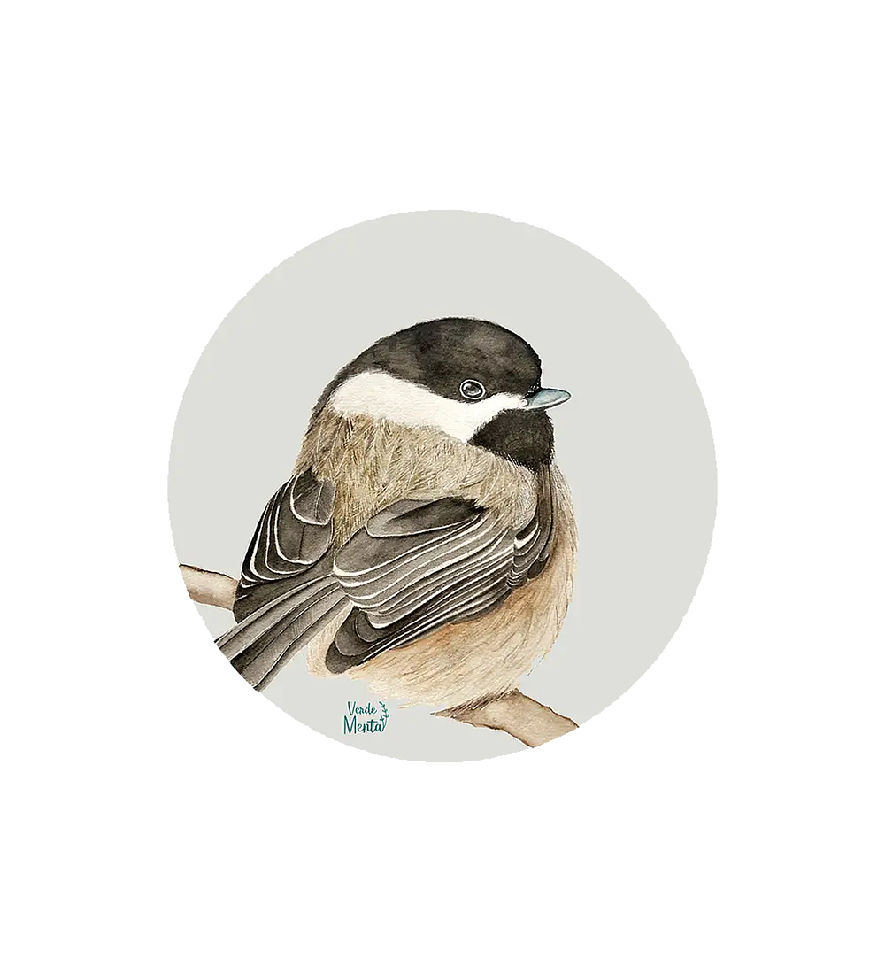 Set 6 individuales Pajarito Gris 1 - Redondo 37 x 37 cm