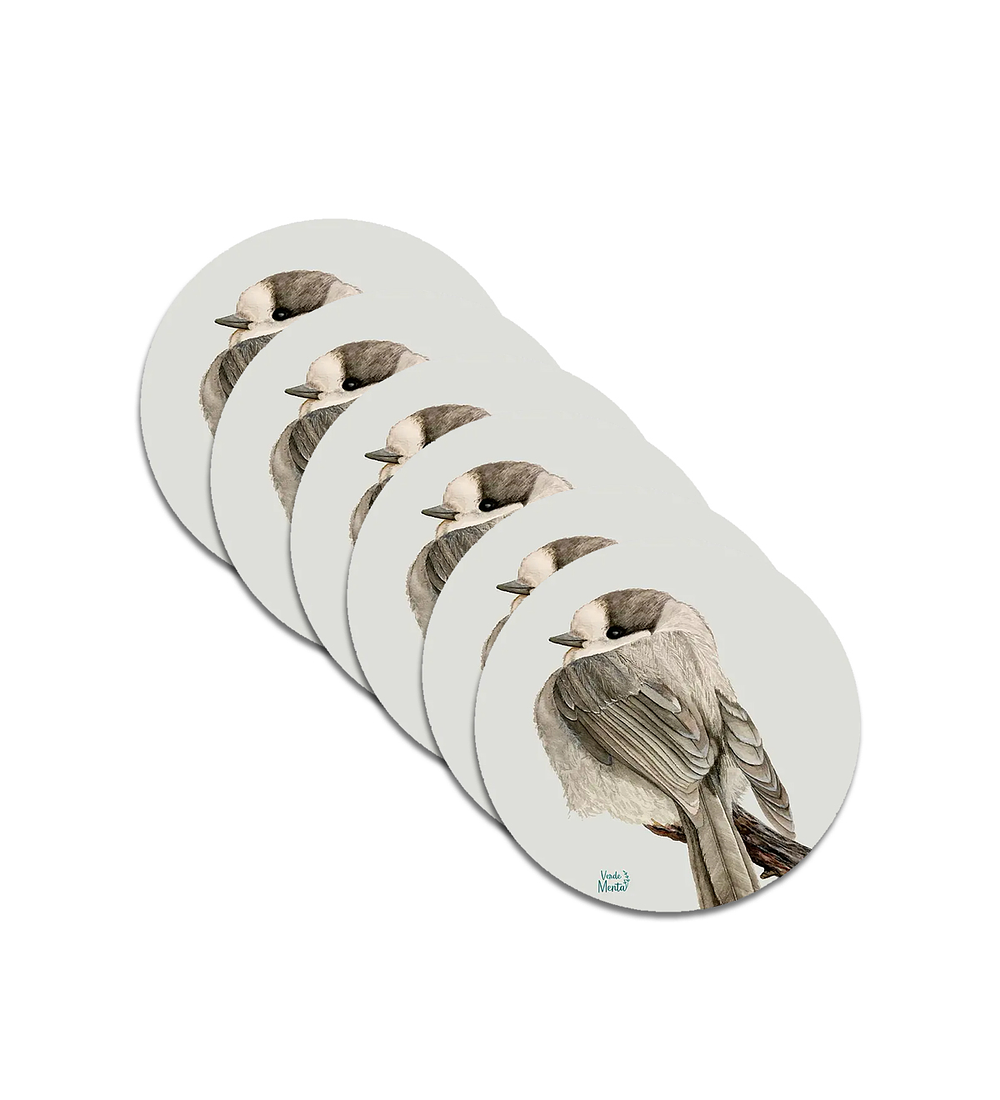 Set 6 individuales Pajarito gris_2 Redondo 37 x 37 cm