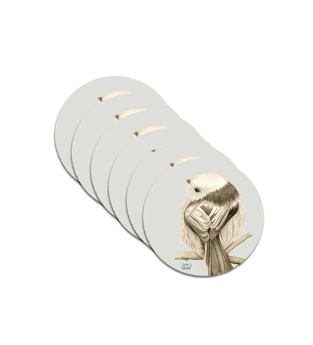 Set 6 individuales Pajarito Gris 3 - Redondo 37 x 37 cm