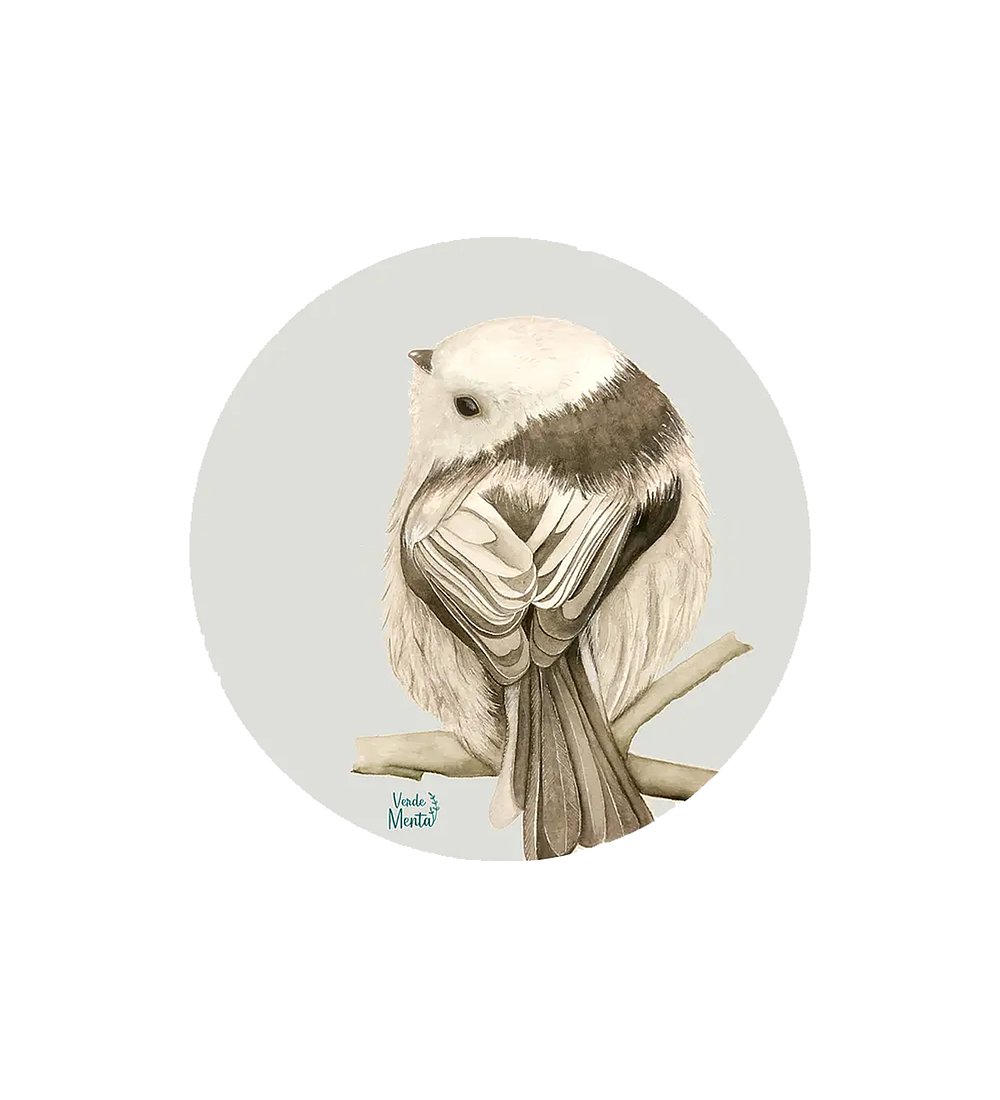 Set 6 individuales Pajarito Gris 3 - Redondo 37 x 37 cm