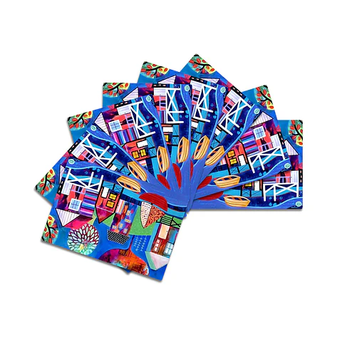 Set 8 individuales Palafitos Azul 1 Rectangular 32 x 42 cm