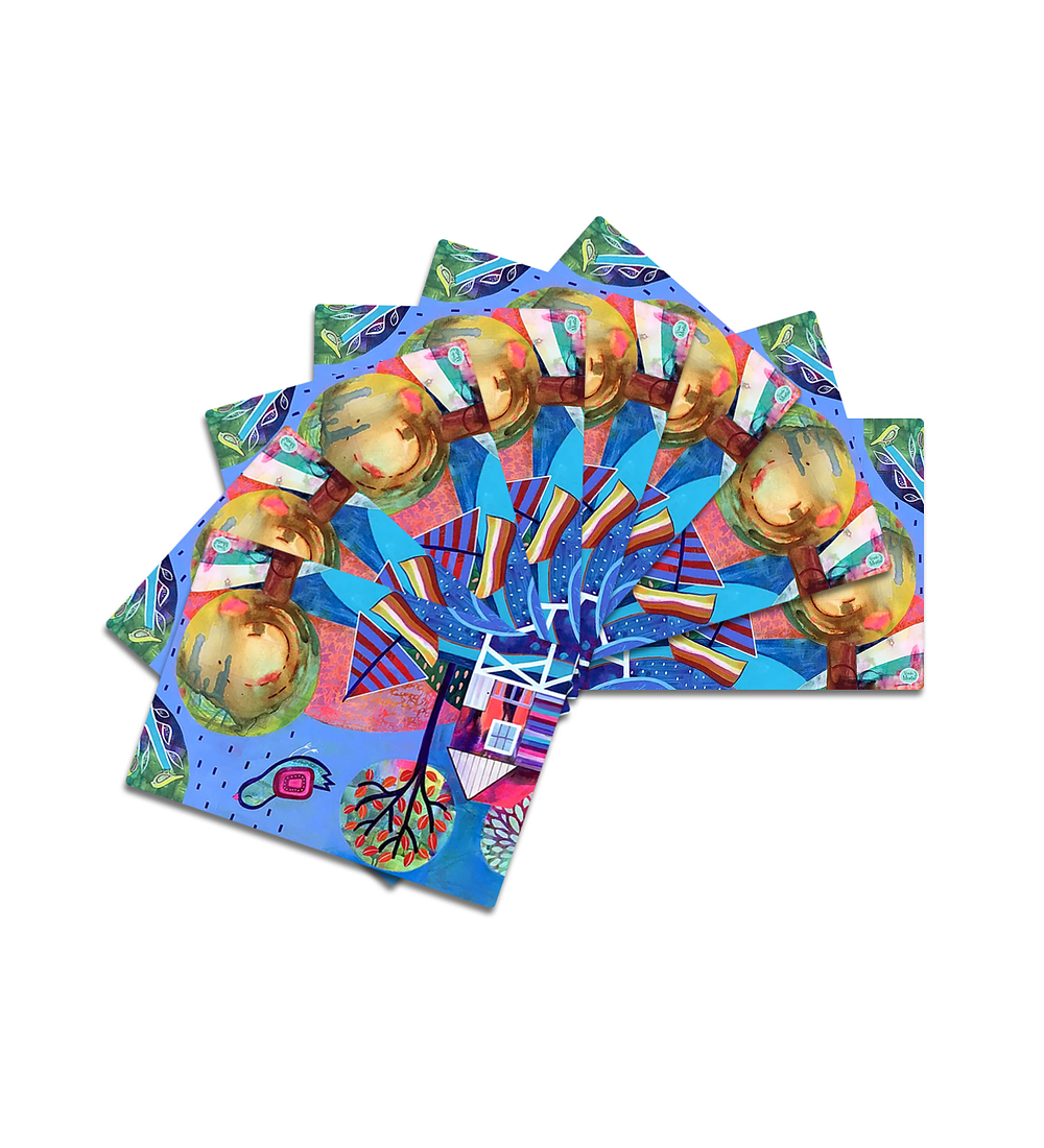 Set 8 individuales Palafitos Azul 2 Rectangular 32 x 42 cm