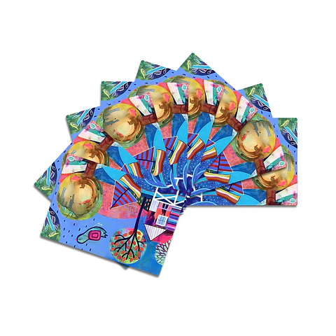 Set 8 individuales Palafitos Azul 2 Rectangular 32 x 42 cm