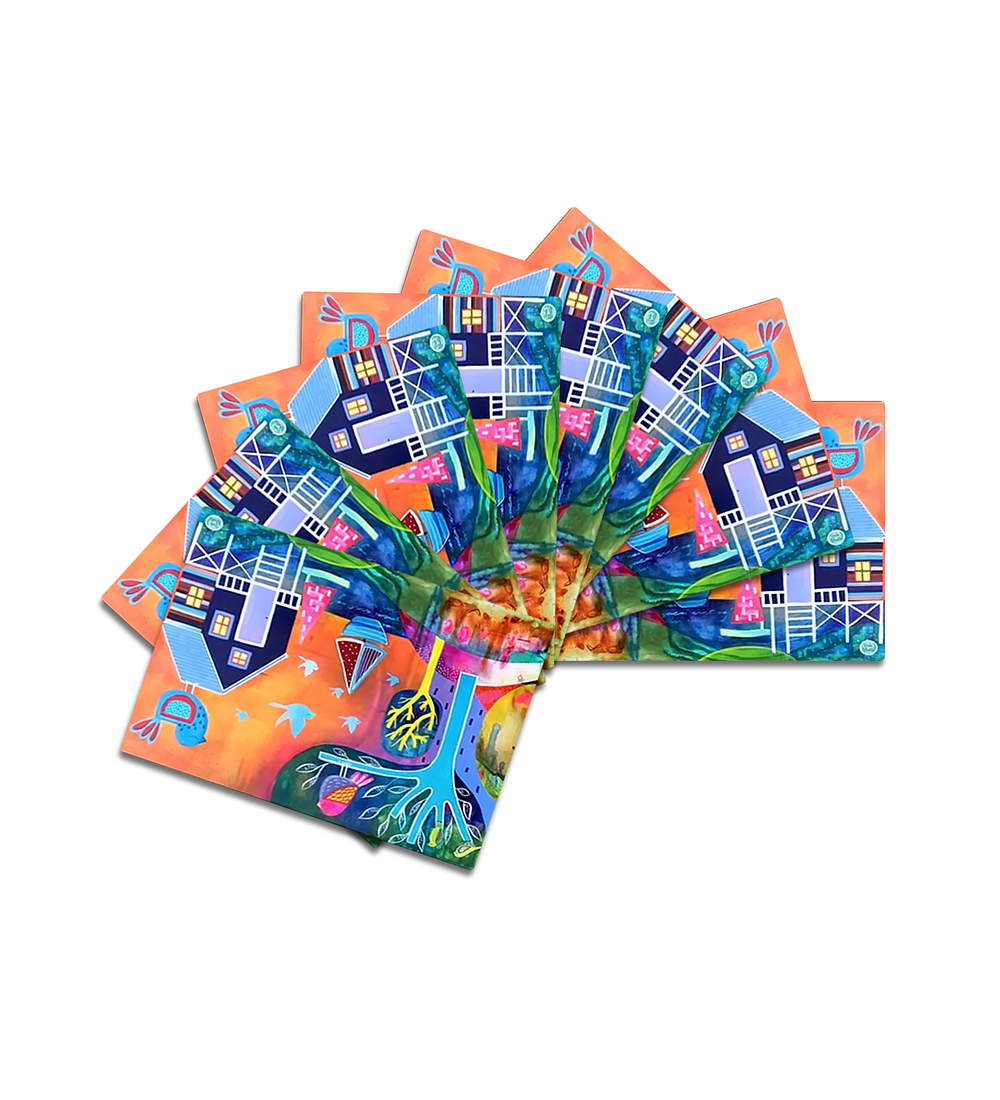 Set 8 individuales Palafitos Azul 3 Rectangular 32 x 42 cm