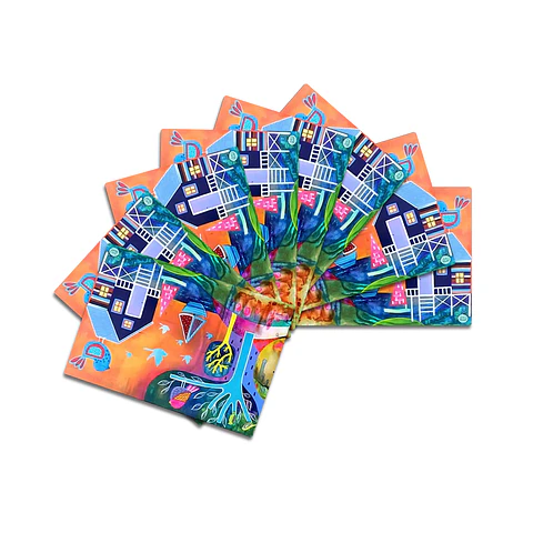 Set 8 individuales Palafitos Azul 3 Rectangular 32 x 42 cm