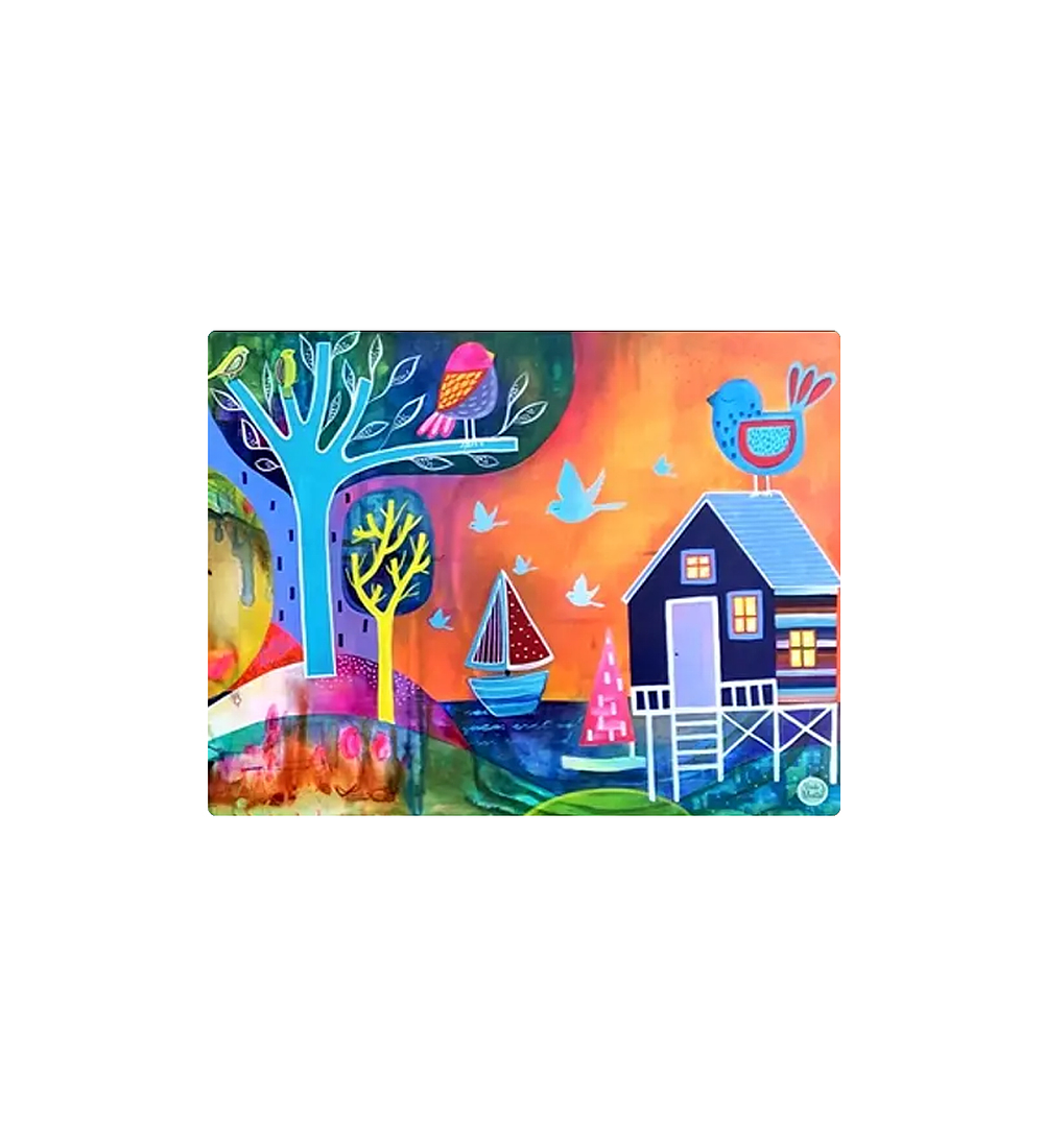 Set 8 individuales Palafitos Azul 3 Rectangular 32 x 42 cm