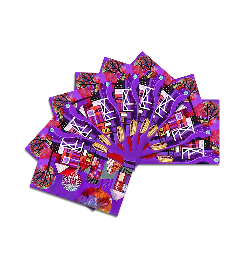 Set 8 individuales Palafitos Morado Rectangular 32 x 42 cm