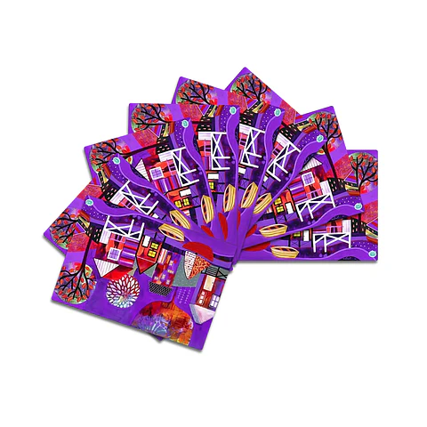 Set 8 individuales Palafitos Morado Rectangular 32 x 42 cm
