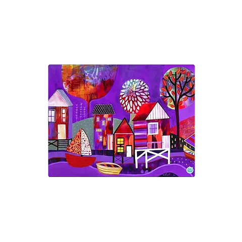 Set 8 individuales Palafitos Morado Rectangular 32 x 42 cm
