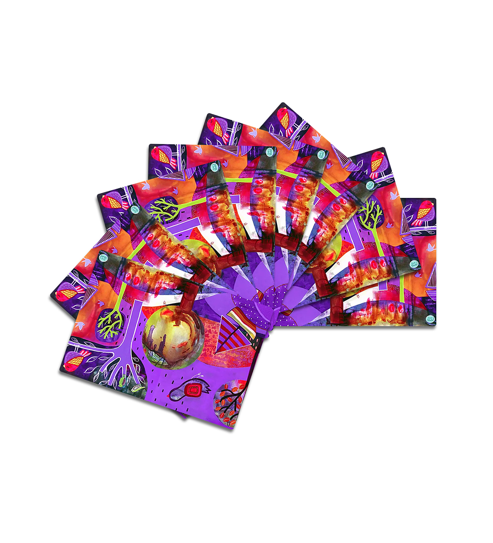 Set 8 individuales Palafitos Morado 2 Rectangular 32 x 42 cm