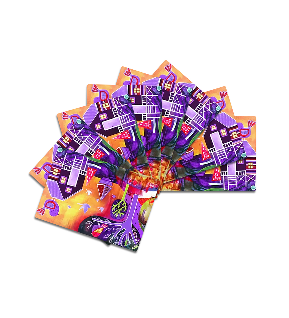 Set 8 individuales Palafitos Morado 3 Rectangular 32 x 42 cm