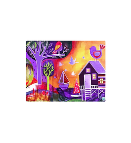 Set 8 individuales Palafitos Morado 3 Rectangular 32 x 42 cm