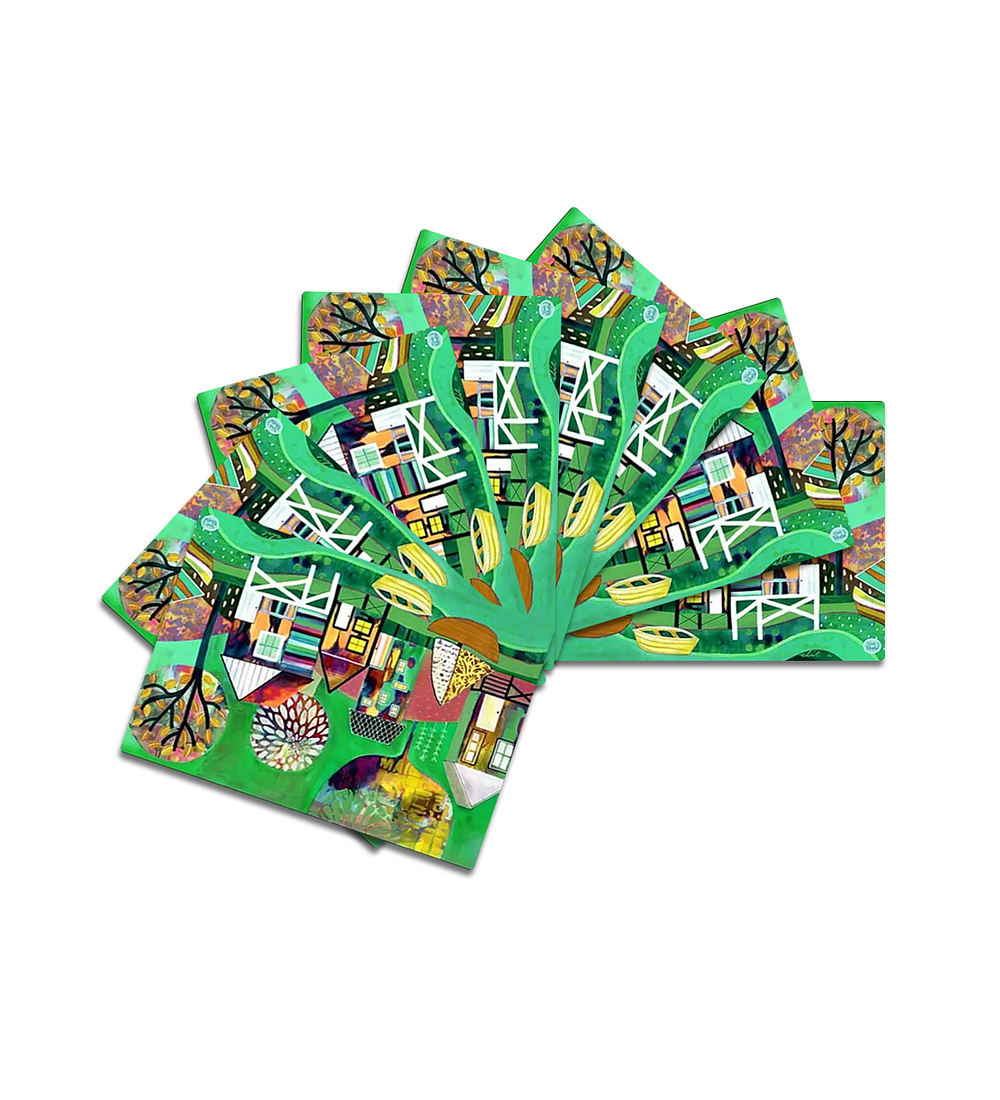 Set 8 individuales Palafitos Verde 1 Rectangular 32 x 42 cm