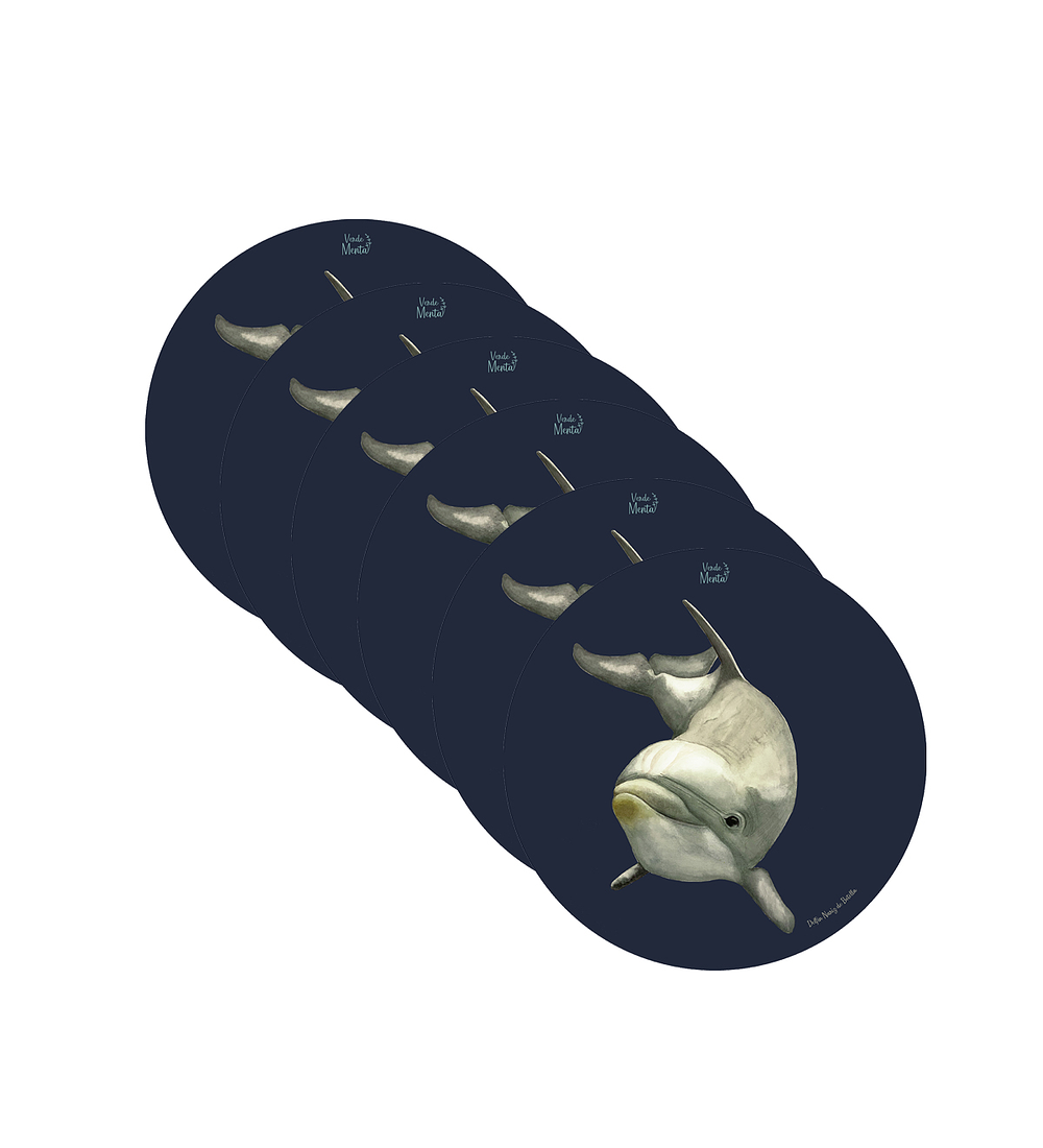 Set 6 Individuales Delfin Nariz De Botella - Redondo 37 X 37 Cm