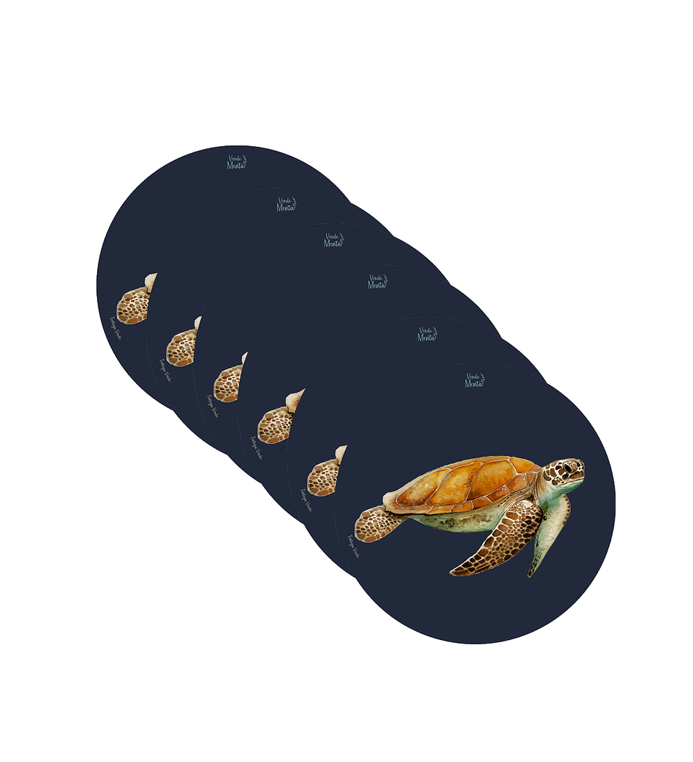 Set 6 Individuales Tortuga Verde - Redondo 37 X 37 Cm