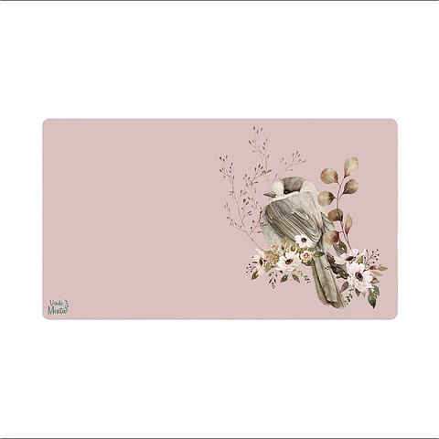 Office Pad Pajarito Gris y Flores- 40 X 70 Cm