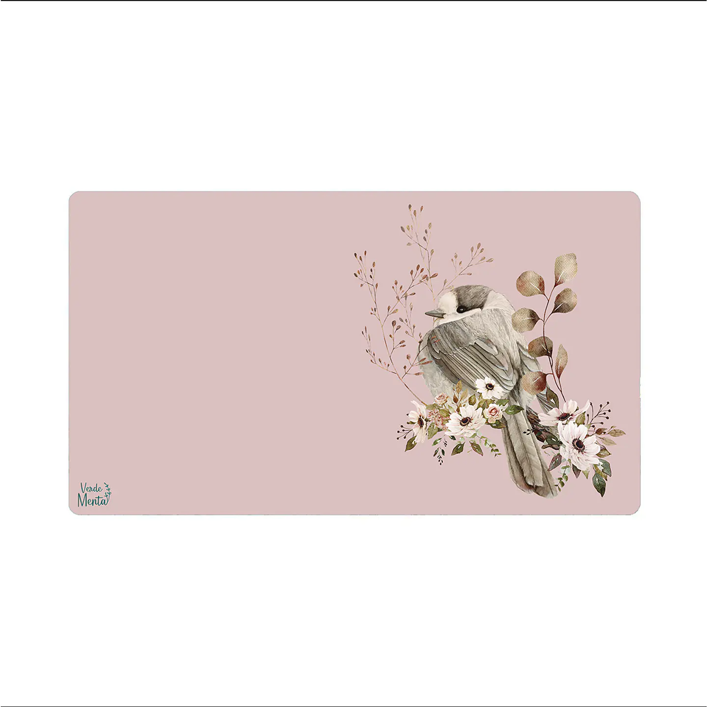 Office Pad Pajarito Gris y Flores- 40 X 70 Cm 1