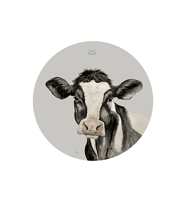 Set 6 individuales Vaca Blanco y Negro- Redondo 37 x 37 cm
