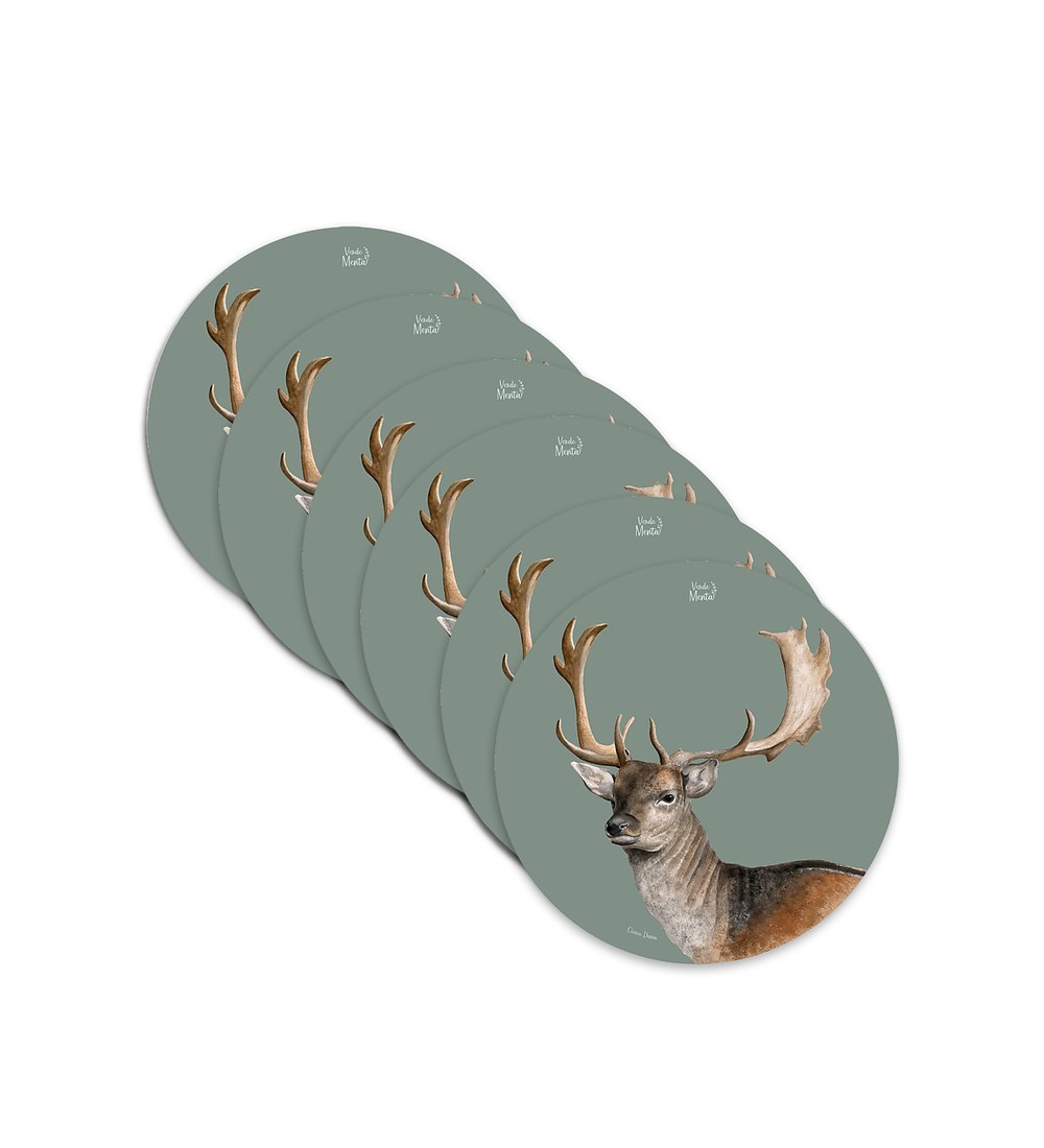 Set 6 individuales Ciervo Dama- Redondo 37 x 37 cm