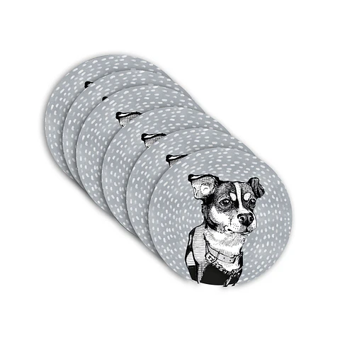 Set 6 Individuales Graba Perros Max Redondos