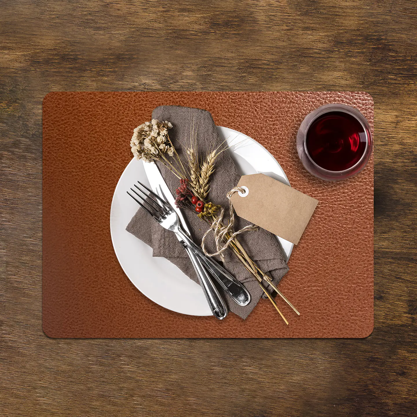 Set de 6 Individuales Novo Cuero Brown Marble 1