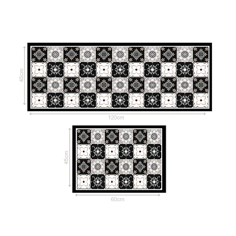 Set 2 Alfombras de Cocina Ultra Delgada Baldosa Gris
