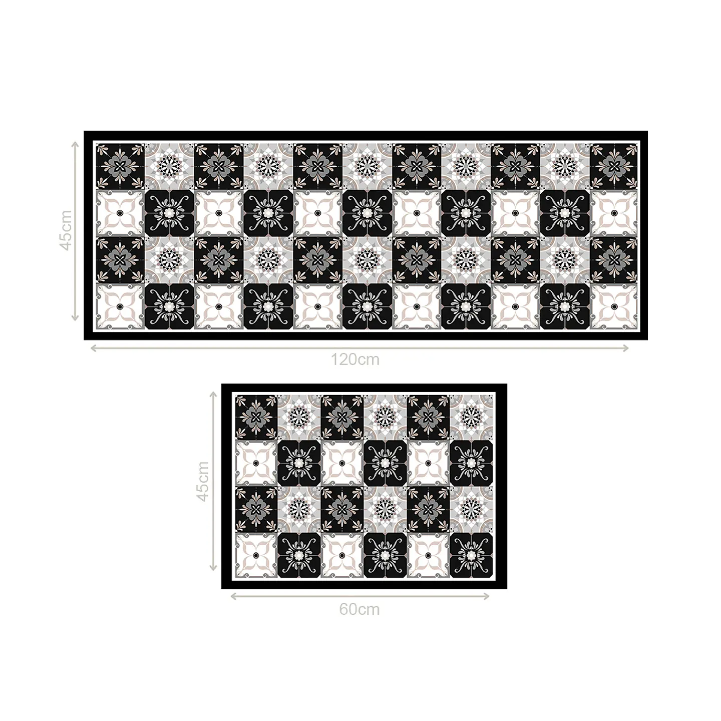 Set 2 Alfombras de Cocina Ultra Delgada Baldosa Gris 2