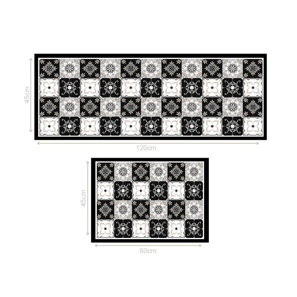 Set 2 Alfombras de Cocina Ultra Delgada Baldosa Gris 2