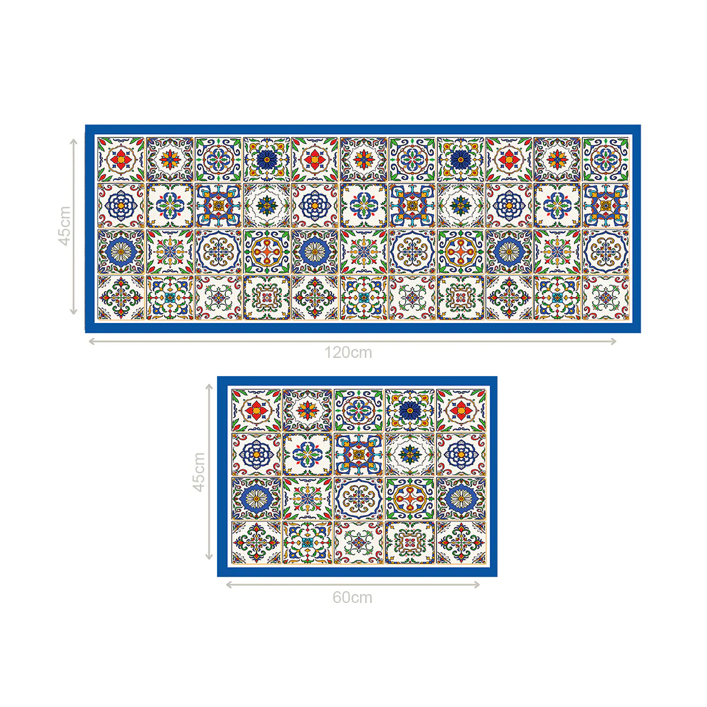 Set 2 Alfombras de Cocina Ultra Delgada Baldosa Española 3