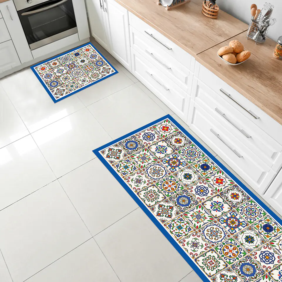 Set 2 Alfombras de Cocina Ultra Delgada Baldosa Española 1