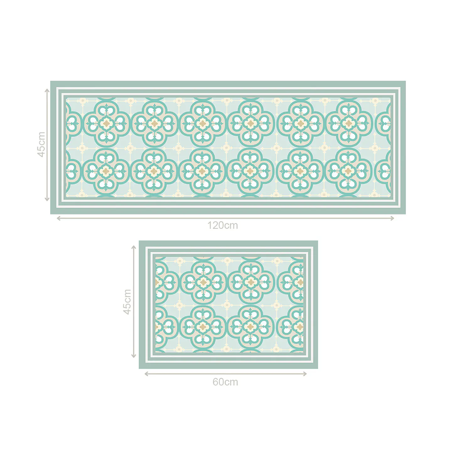 Set 2 Alfombras de Cocina Ultra Delgada Arabe Turquesa 4