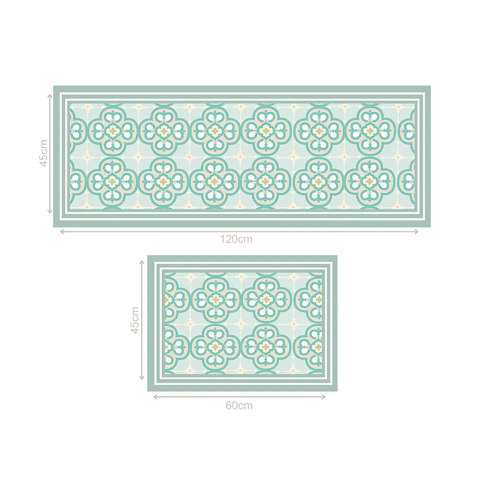 Set 2 Alfombras de Cocina Ultra Delgada Arabe Turquesa 4