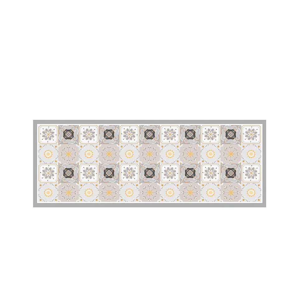 Set 2 Alfombras De Cocina Ultra Delgada Baldosa Amarilla 4