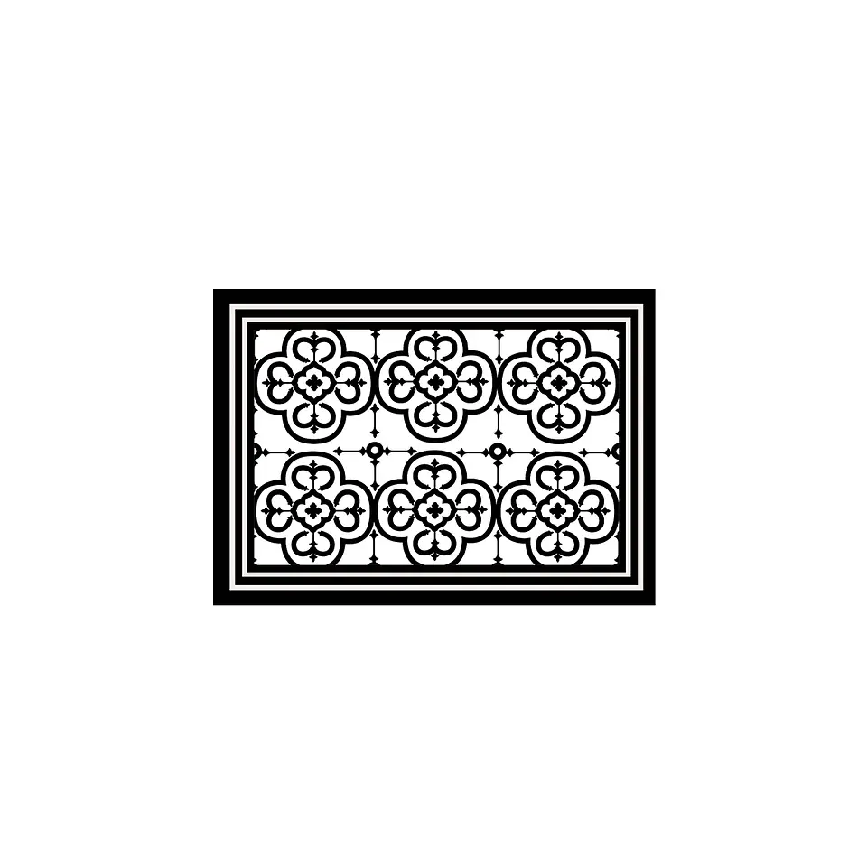 Set 2 Alfombras De Cocina Ultra Delgada Flor Arabe Black 4
