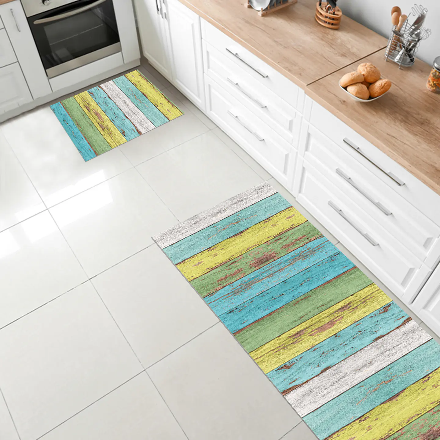 Set 2 Alfombras De Cocina Ultra Delgada Madera Chiloe 1